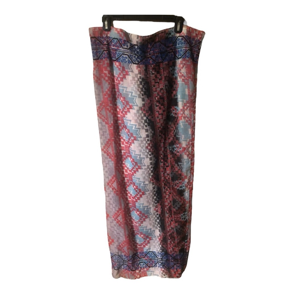 Large Geometric Shawl Scarf in multi colour blue red